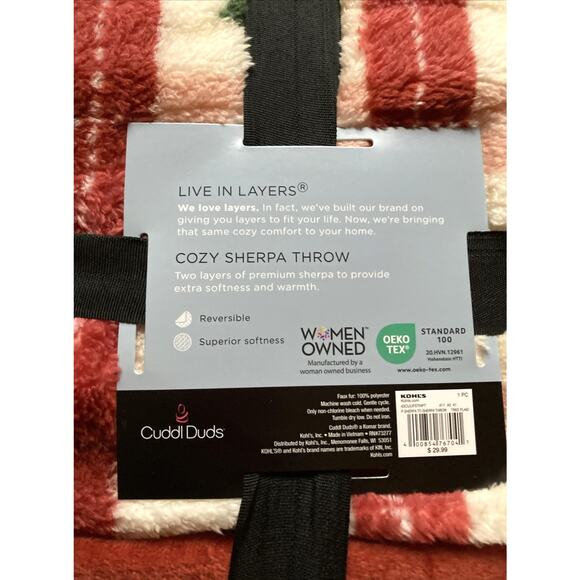 Cuddl Duds Cozy Plush Sherpa Throw 50”x60” Christmas Trees Plaid - Reversible - Picture 4 of 9